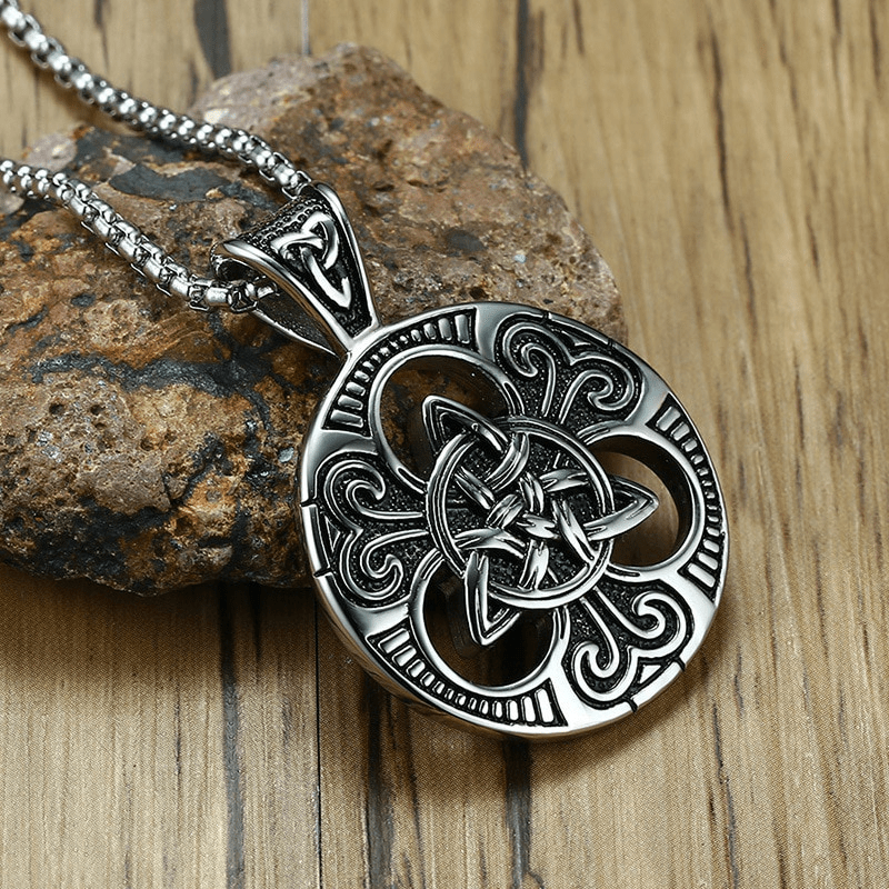 Men's Irish Celtic Silver Necklace Punk Style