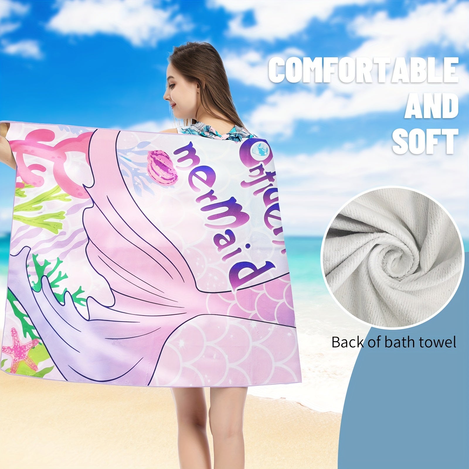 Quick Drying Swim Towel Soft Oversized 27.5 x 55 Absorbent Beach Camping Gym