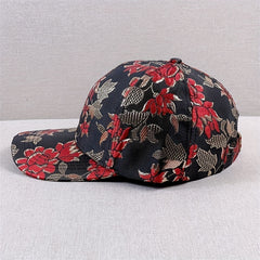 Golden Flower Embroidery Baseball Cap Dad Hat for Women