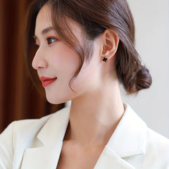 4 Leaf Clover Stud Earrings Minimalist Style Stainless Steel 14K Plated