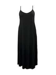  Casual Cami Dress Women's Plus Plain Round Neck Slight Stretch