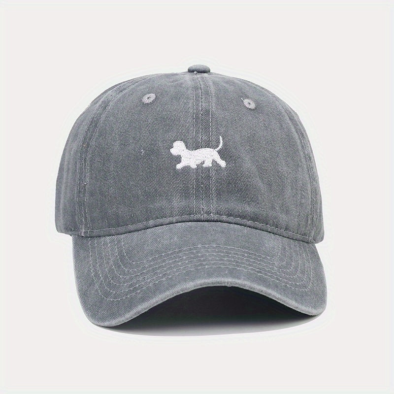 Puppy Embroidery Baseball Cap Cartoon Dog Washed Distressed Dad Hats