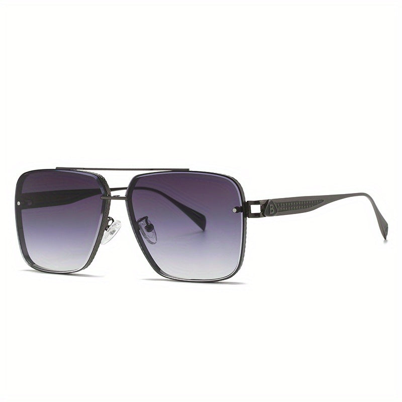 Men Square Frame Metal Sunglasses For Cycling Driving