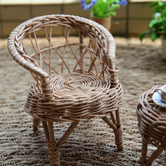 1:6 and 1:8 Scale Realistic Wicker Chair - Beige Tan