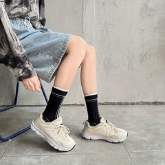 5 Pairs Colorblock Crew Socks Women's Stockings