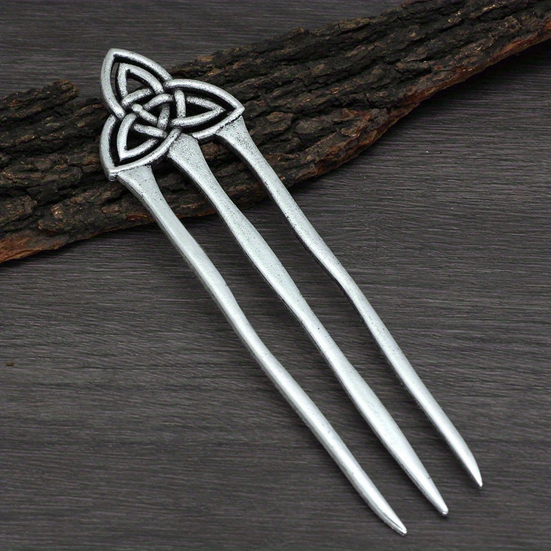 Vintage Viking Style Hairpin Tree Of Life Hairpin Celtic Knot Crescent Moon Silv