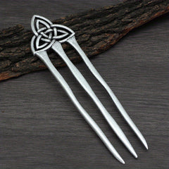 Vintage Viking Style Hairpin Tree Of Life Hairpin Celtic Knot Crescent Moon Silv