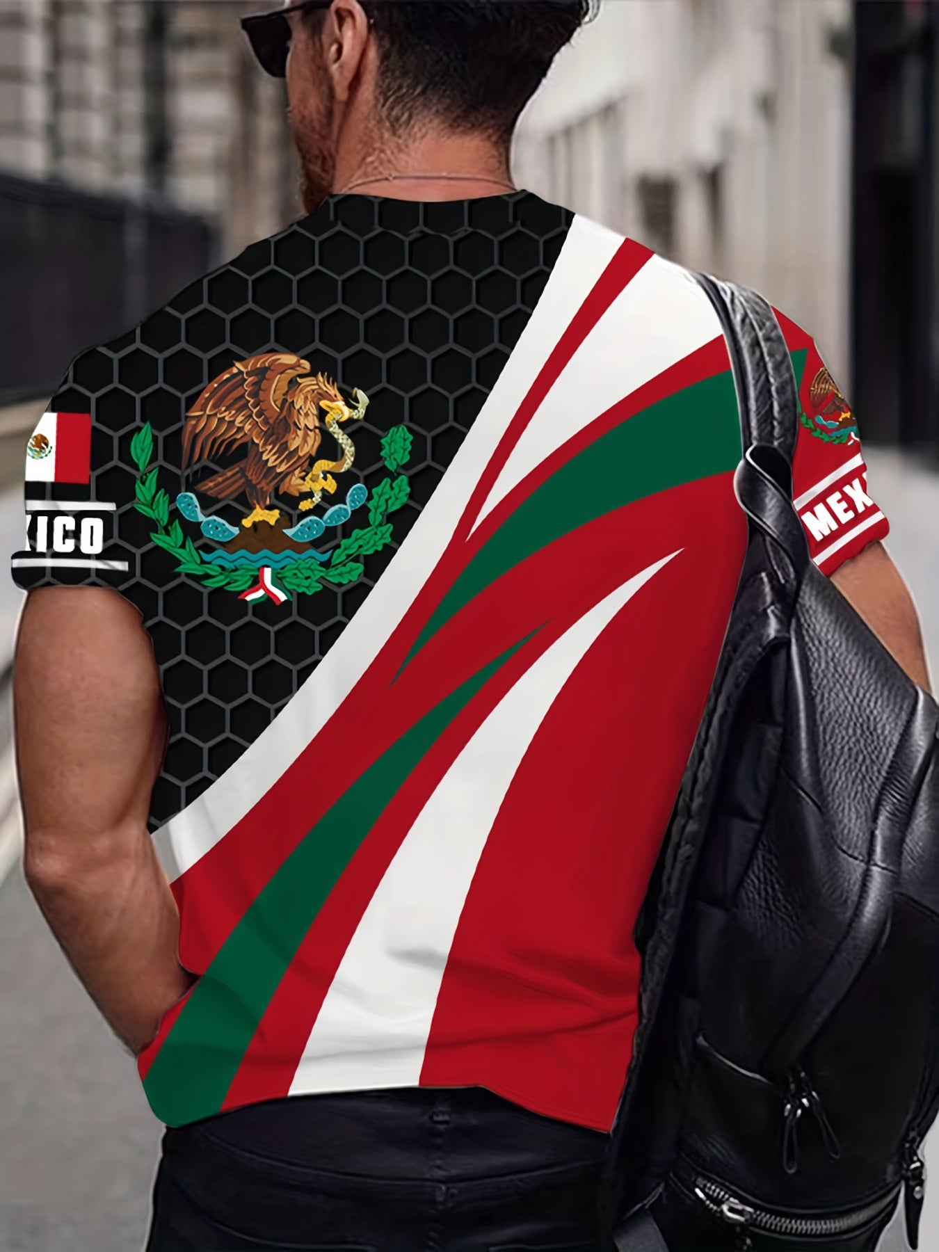 Mexico Eagle Holding Snake Print Men's Short Sleeve Novelty T shirt
