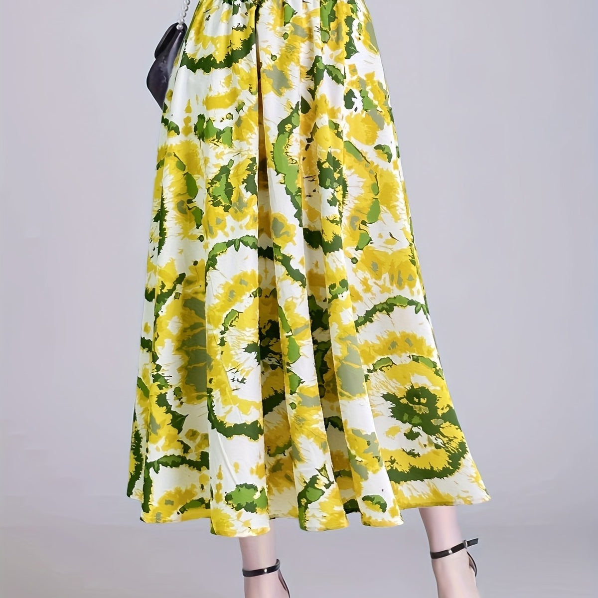 Women's Plus Tie Dye Print High Waist A line Skirt