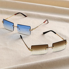Gradient Rimless Sunglasses Metal Temple UV400