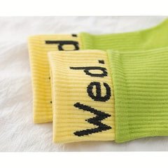 Colorblock Pairs Letter Print Socks Comfy & Breathable Women's Stockings