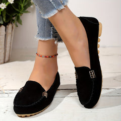 Women's Metal Decor Loafers Non Slip Slip On Walking Shoes Comfort Flat Shoes