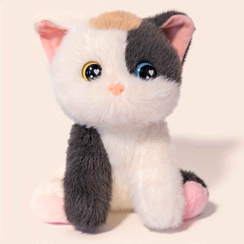 Fluffy Calico Cat Plush Stuffed Animal Toy