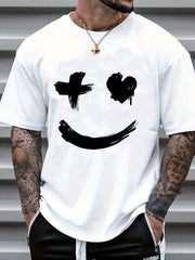 Men's Casual Smile Graphic Print Crew Neck Short Sleeve T-shirt