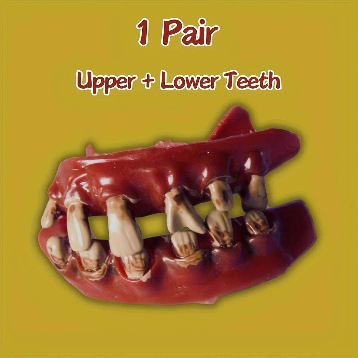 Pirate Choppers Yellow Teeth with Red Gums for Halloween & Pranks