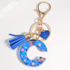 Initial Letter Keychain Sequins Key Chain Purse Bag Backpack Car Key Charm