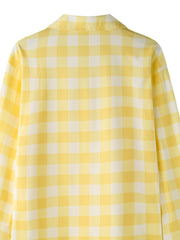 Plaid Print Pajama Set Long Sleeve Top & Pants Women's Sleepwear