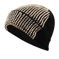 Rhinestone Knitted Hat Elastic Beanie Cap Women Hair Accessories