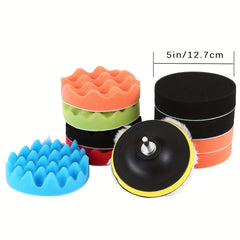 12pcs 12.7cm Detail Polishing Pads Set Sponge Polishing Waxing Buffing Pads Kit