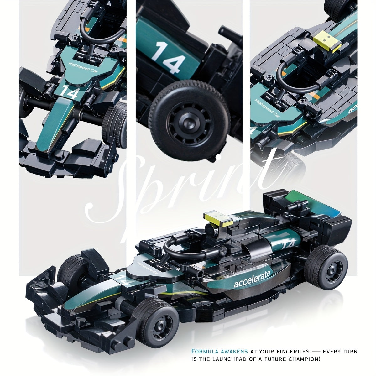F1 Racing Block Car Toy Set for Boys and Girls 6+