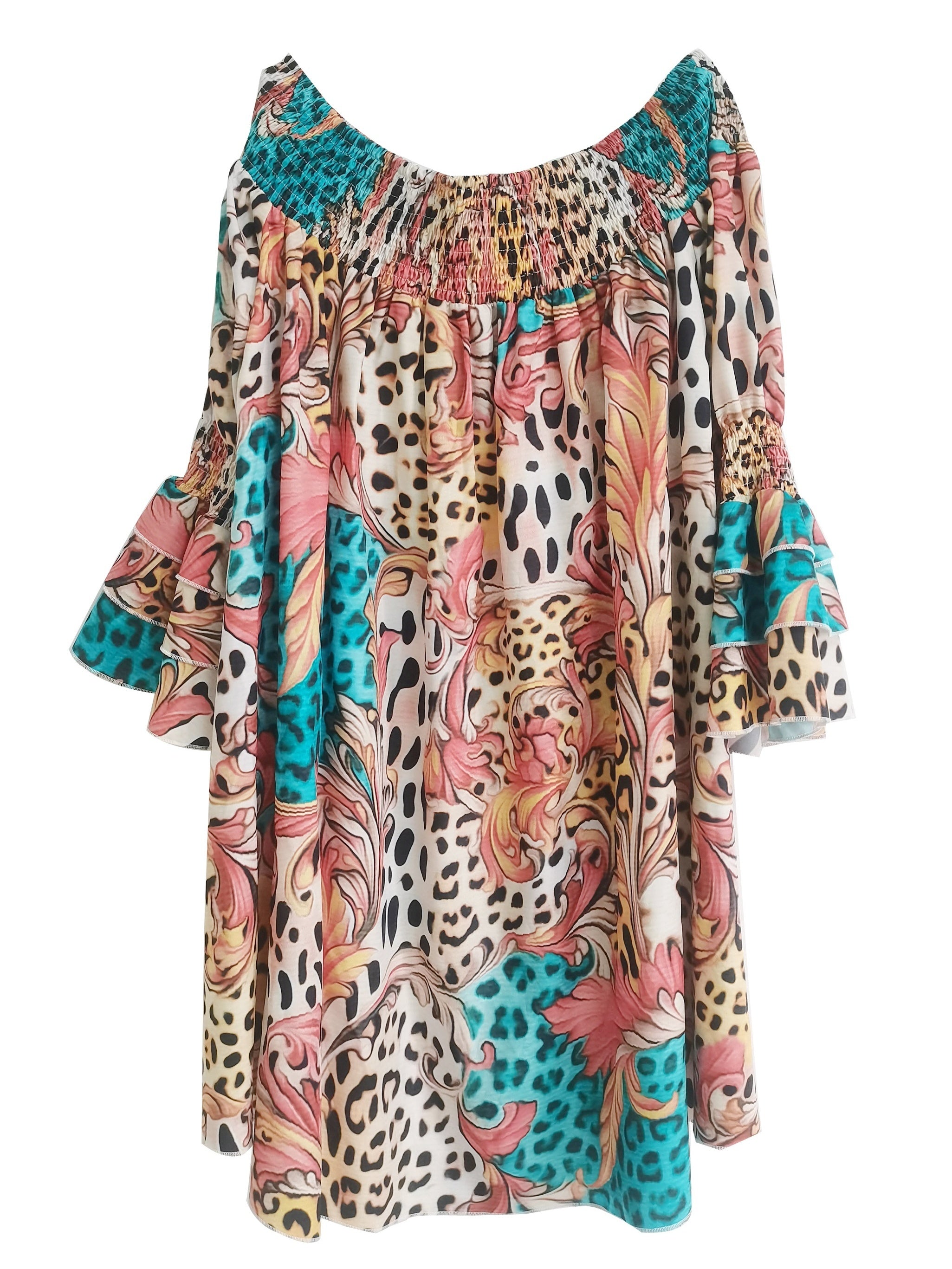  Sexy Dress Women's Plus Leopard Off Shoulder Dress