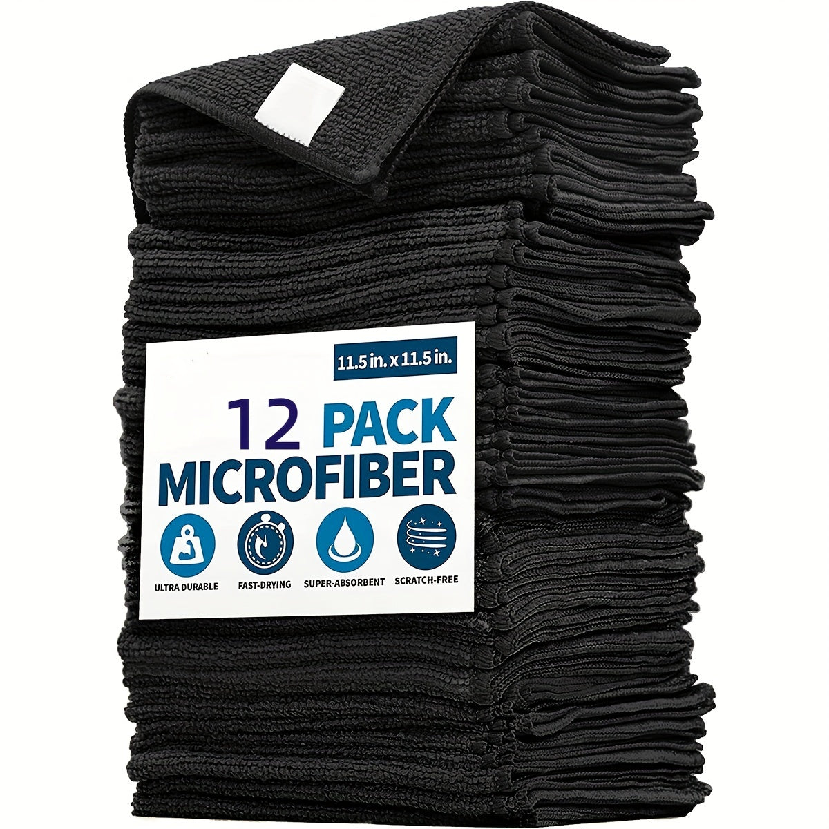 12pcs Microfiber Dish Cloths Absorbent Daily Cleaning Rags Scouring Pads