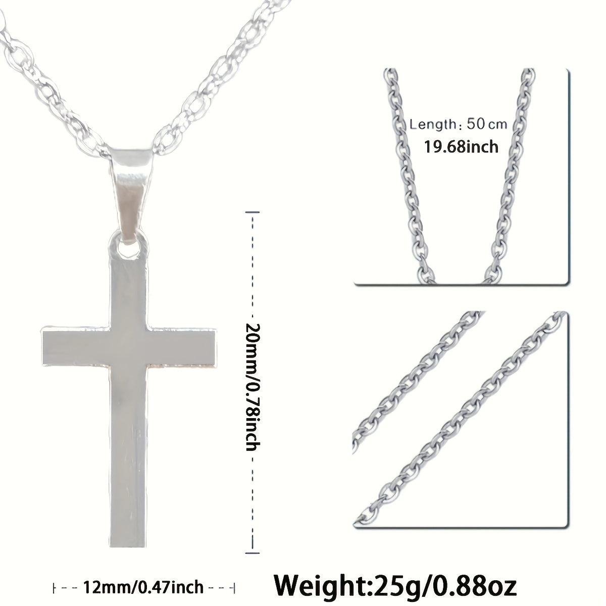 Y2K Jewelry Stainless Steel Cross Pendant Necklace