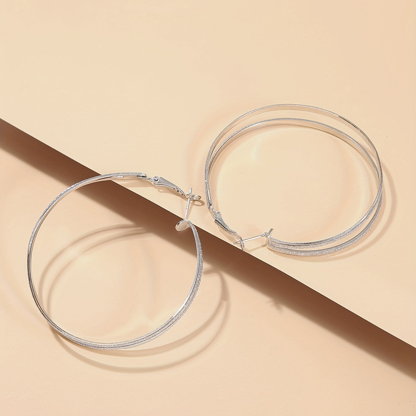 Boho Hoop Earrings With Beads Decor Stainless Steel Silver Plated Jewelry