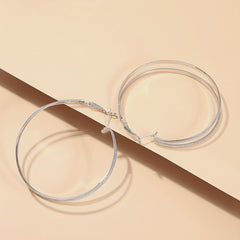 Boho Hoop Earrings With Beads Decor Stainless Steel Silver Plated Jewelry