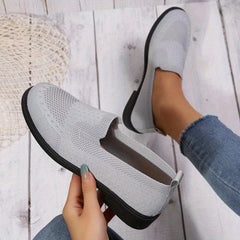 Women's Knitting Flat Slip On Shoes Casual Walking Shoes