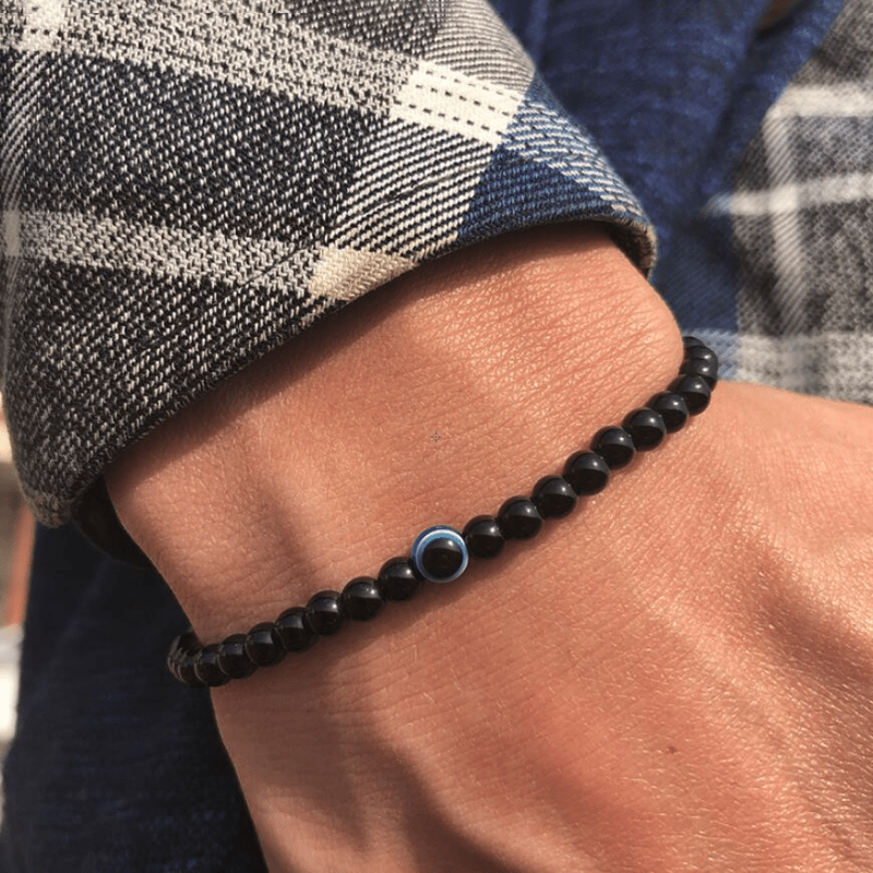 Men's Evil Eye Stone Beaded Bracelet