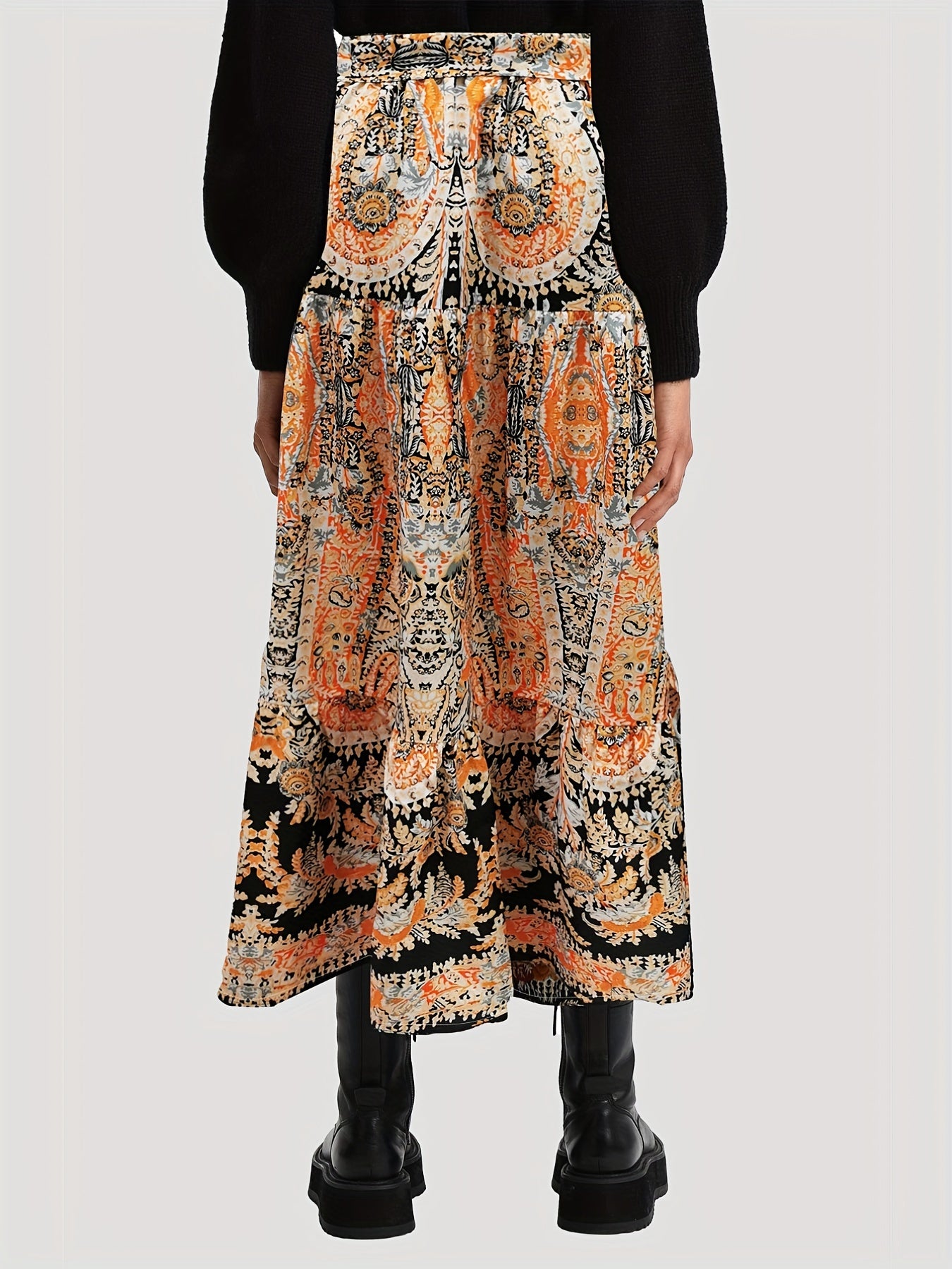  Boho Skirt Women's Plus Paisley Print High Rise Smock M