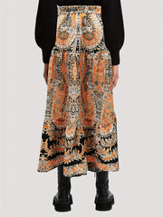  Boho Skirt Women's Plus Paisley Print High Rise Smock M
