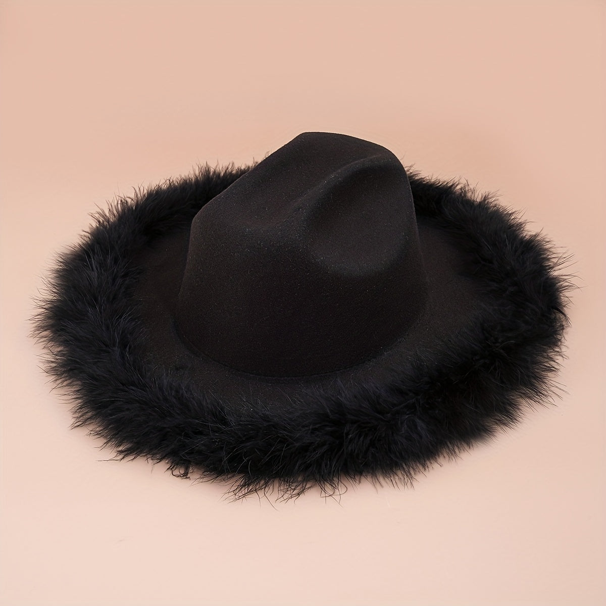 Feather Brim Cowgirl Hat Outdoor Sun Fedora Cap