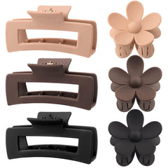 6pcs Large Rectangle Hair Claw Clips Matte Flower Hair Clips For Women