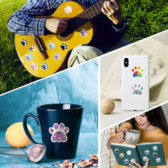 500 Colorful Dog Paw Sticker Roll for Water Bottles Laptops Luggage