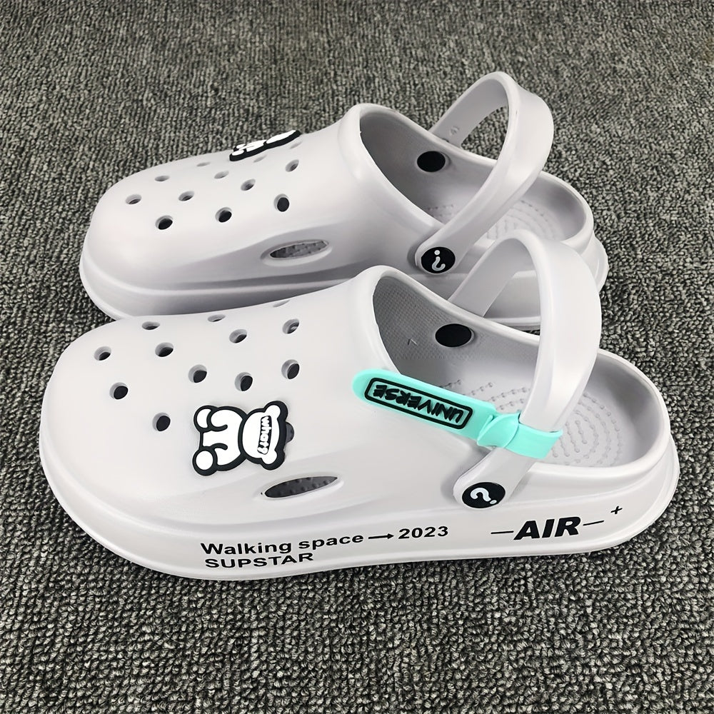 Men's Cartoon Bear Clogs w/ Charms Garden Shoes Non Slip Sandals