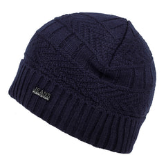 JEANS Lettering Men's Knitted Hat Warm Winter Hat