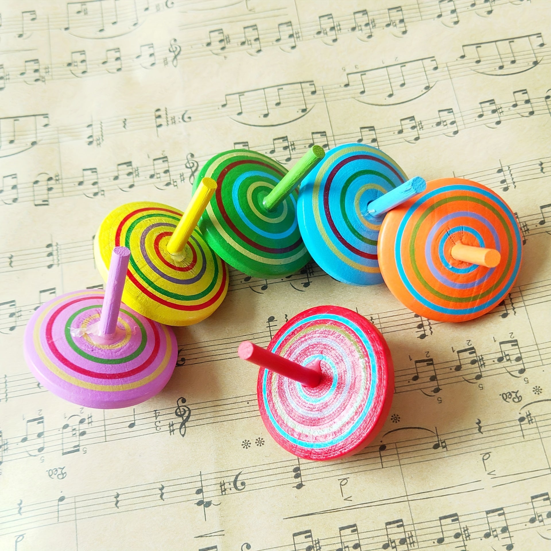 Rainbow Wooden Spinning Top for Stress Relief and Decoration