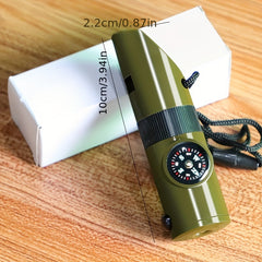 Portable Emergency 7 in 1 Whistle Compass Magnifying Glass Flashlight