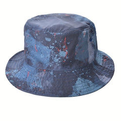 Tie Dye Print Sun Hat Unisex Drawstring Bucket Hats Lightweight Rain Hat