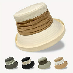 Vintage Block Bucket Hat Rolled Brim Lightweight Classic Basin Hat