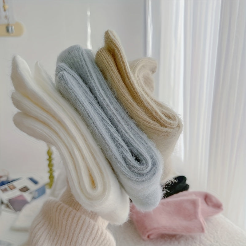 6 Pairs Fuzzy Socks Cozy & Warm Women's Mid Tube Stockings