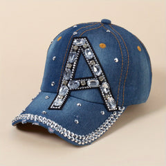 Denim Washed Baseball Cap Butterfly Feather Patch Distressed Casual Dad Hats