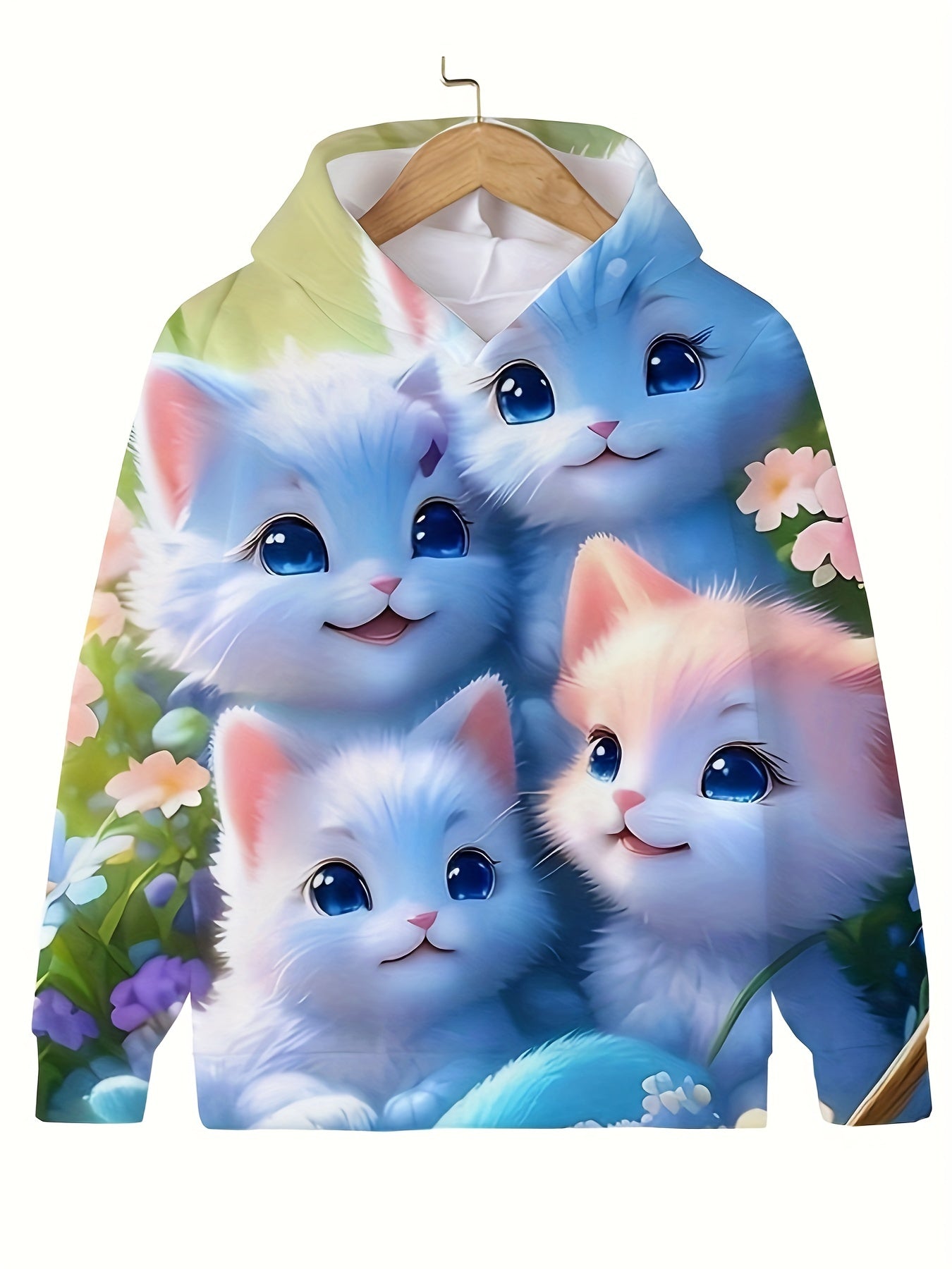 Kitty Friends Hooded Sweatshirt Girls Casual Pullover