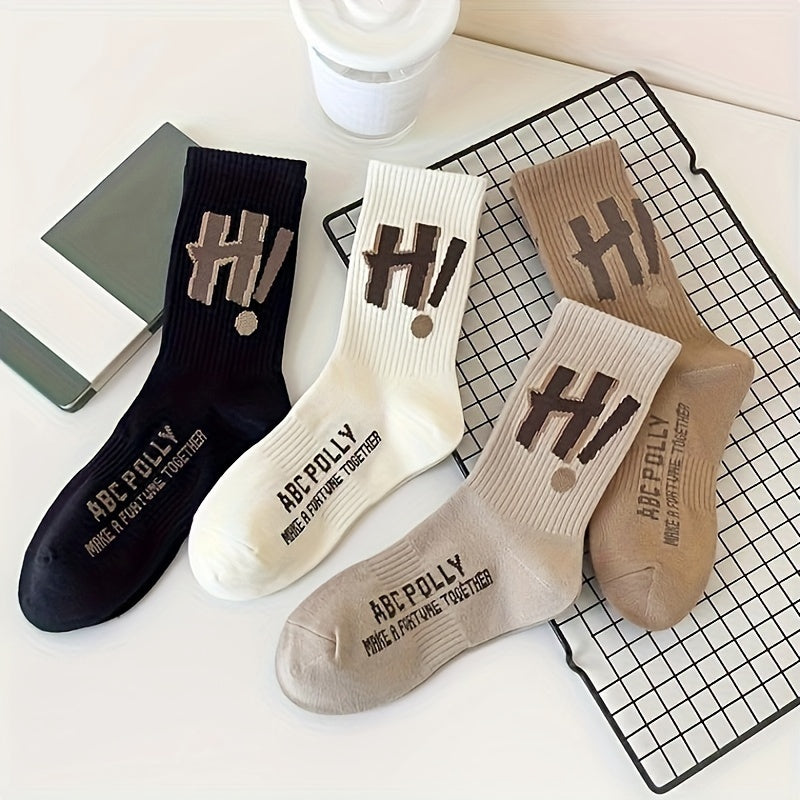 4 Pairs Letter Print Mid Tube Socks Women's Stockings