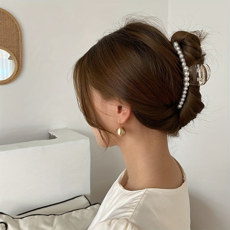 Pearl Hair Claw Plastic Hair Clip Decorative Hair Accessory For Women
