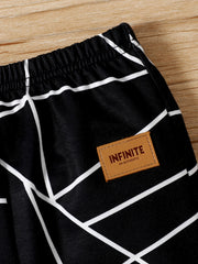 Baby Boy Geometric Print Pants with Leather Patch