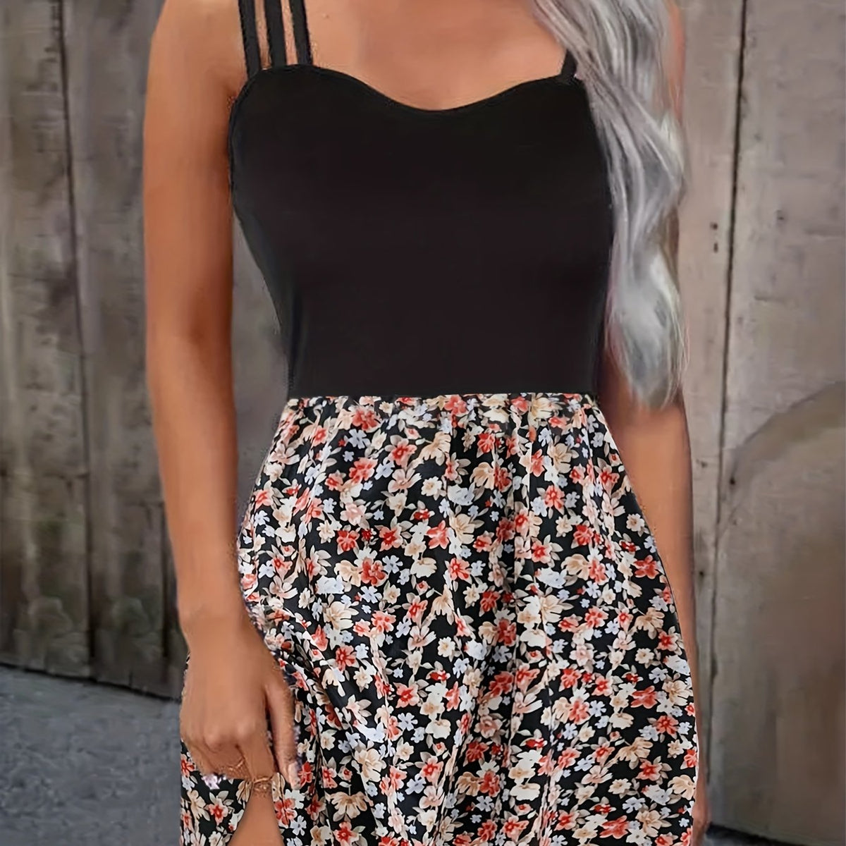 Floral Print Spaghetti Dress Sleeveless Summer Women's Clothing