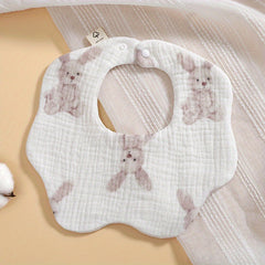 Baby 6-Layer Cotton Gauze Petal Bib, 360&deg; Rotatable, Soft and Absorbent